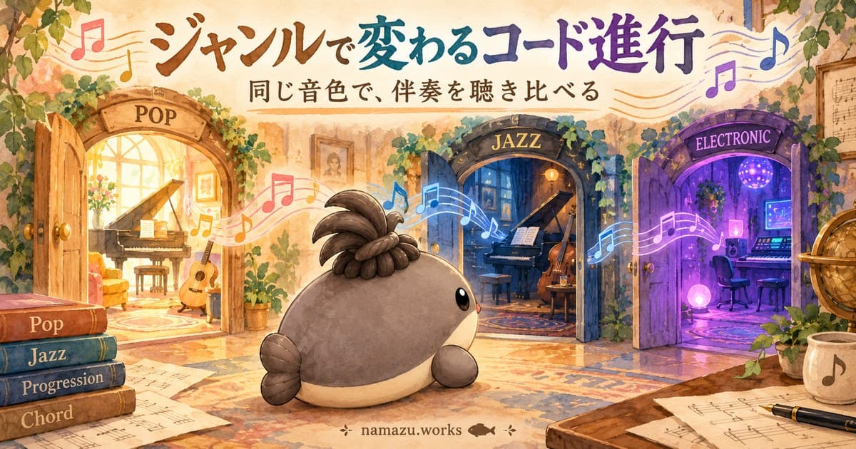 ジャンルでコード進行はどう違う？ 同じ音色で伴奏を聴き比べる