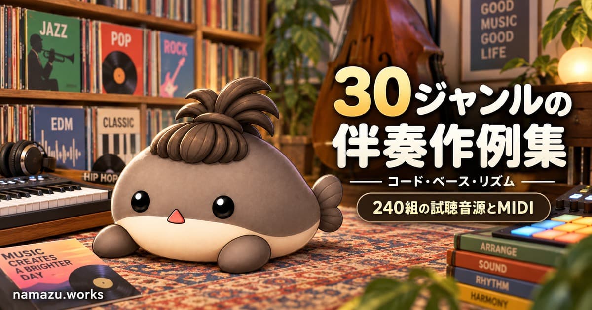 30ジャンルの伴奏作例集 — 240組の試聴音源とMIDI