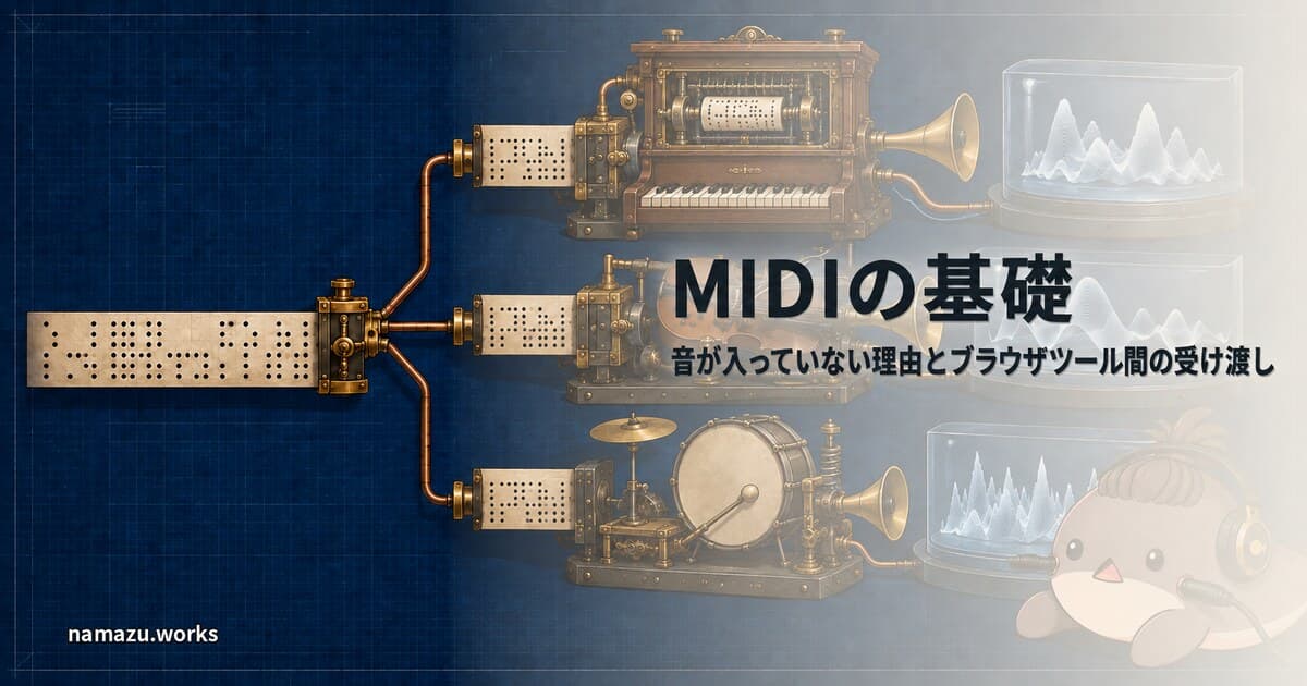 MIDIの基礎 - 音が入っていない理由とブラウザツール間の受け渡し
