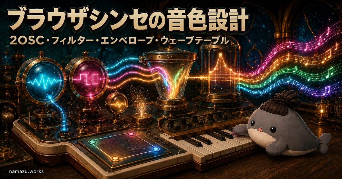 ブラウザシンセの音色設計 - 2OSC・フィルター・エンベロープ・ウェーブテーブル