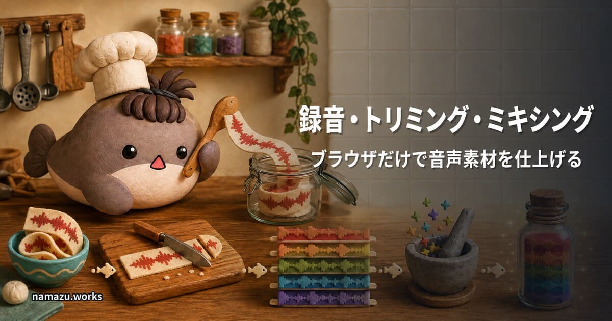 録音・トリミング・ミキシング - ブラウザだけで音声素材を仕上げる