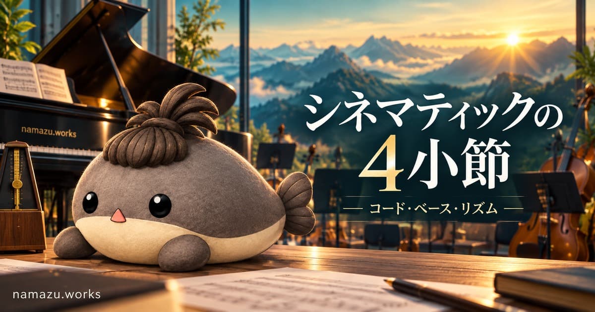シネマティックの4小節を作る — コード・ベース・リズムを8つの作例で比較