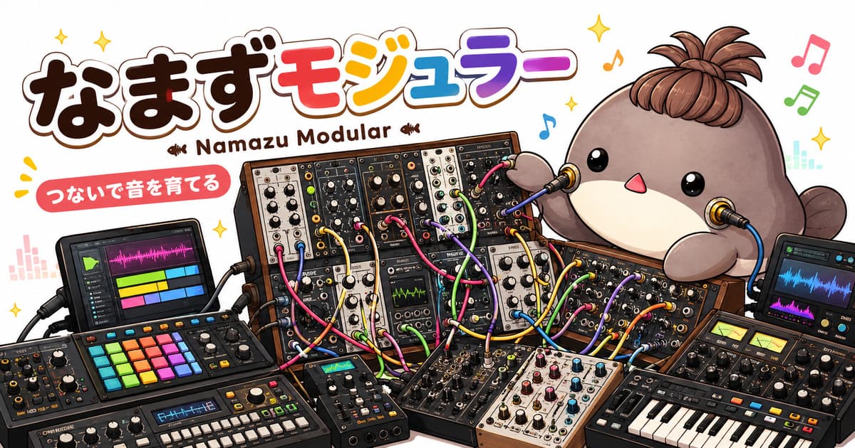 なまずモジュラーの使い方 - VCOから音を出し、CV・Gate配線まで進む